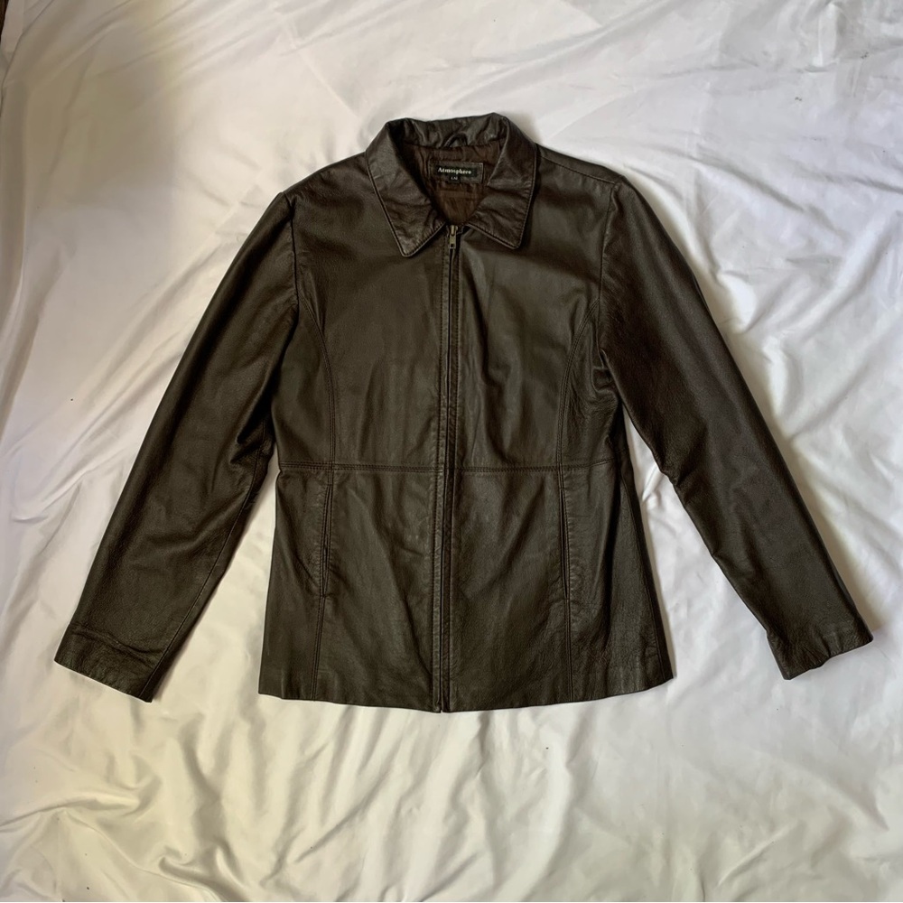 Vintage Atmosphere Fitted Leather Jacket